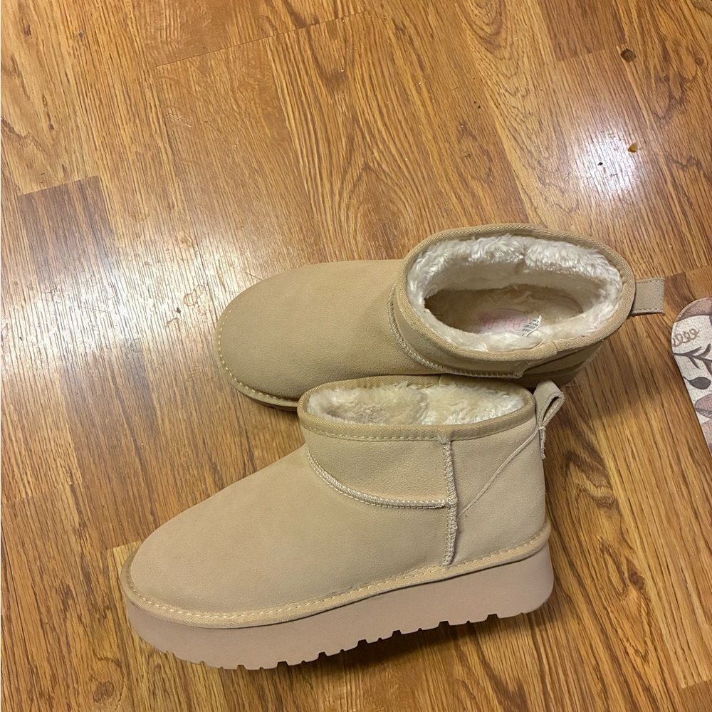 Pink Lily Tan Ankle Boots